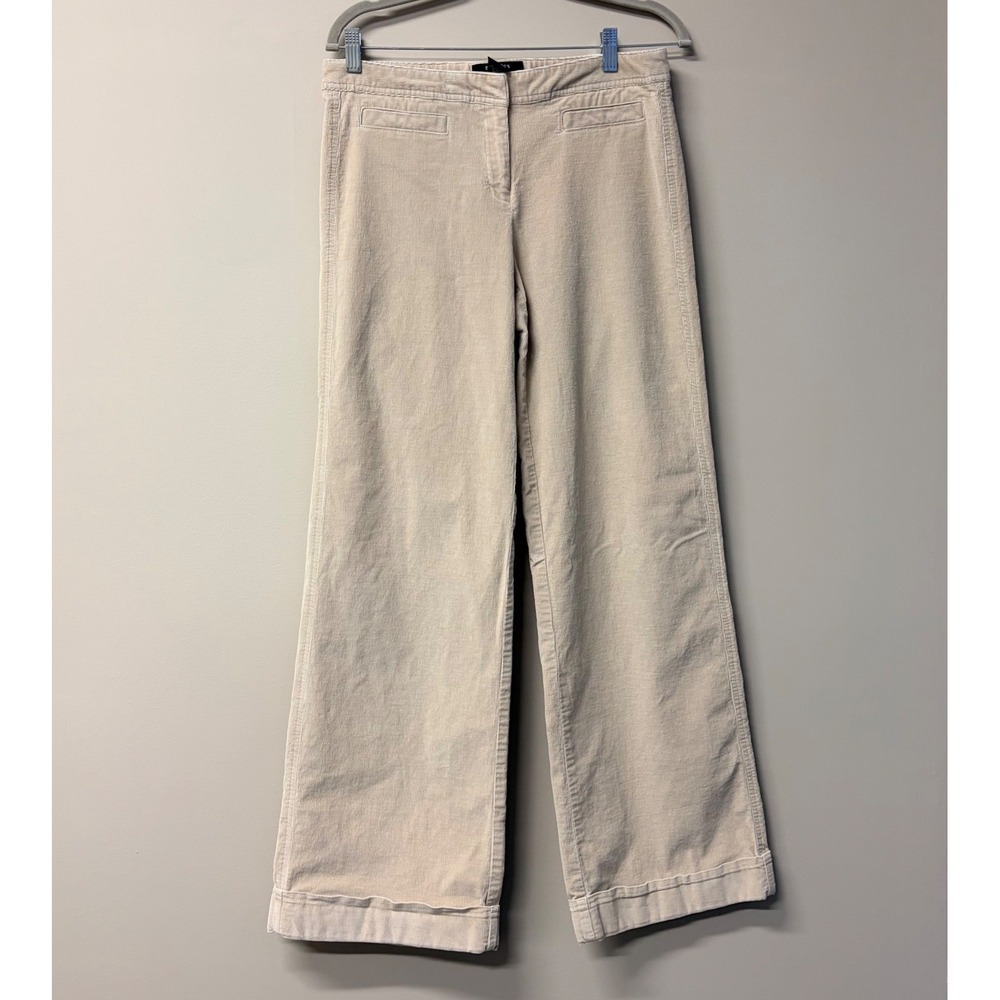 Express Stretch Corduroy Pants Beige Cream Wide Leg Trousers Size 9/10L Long